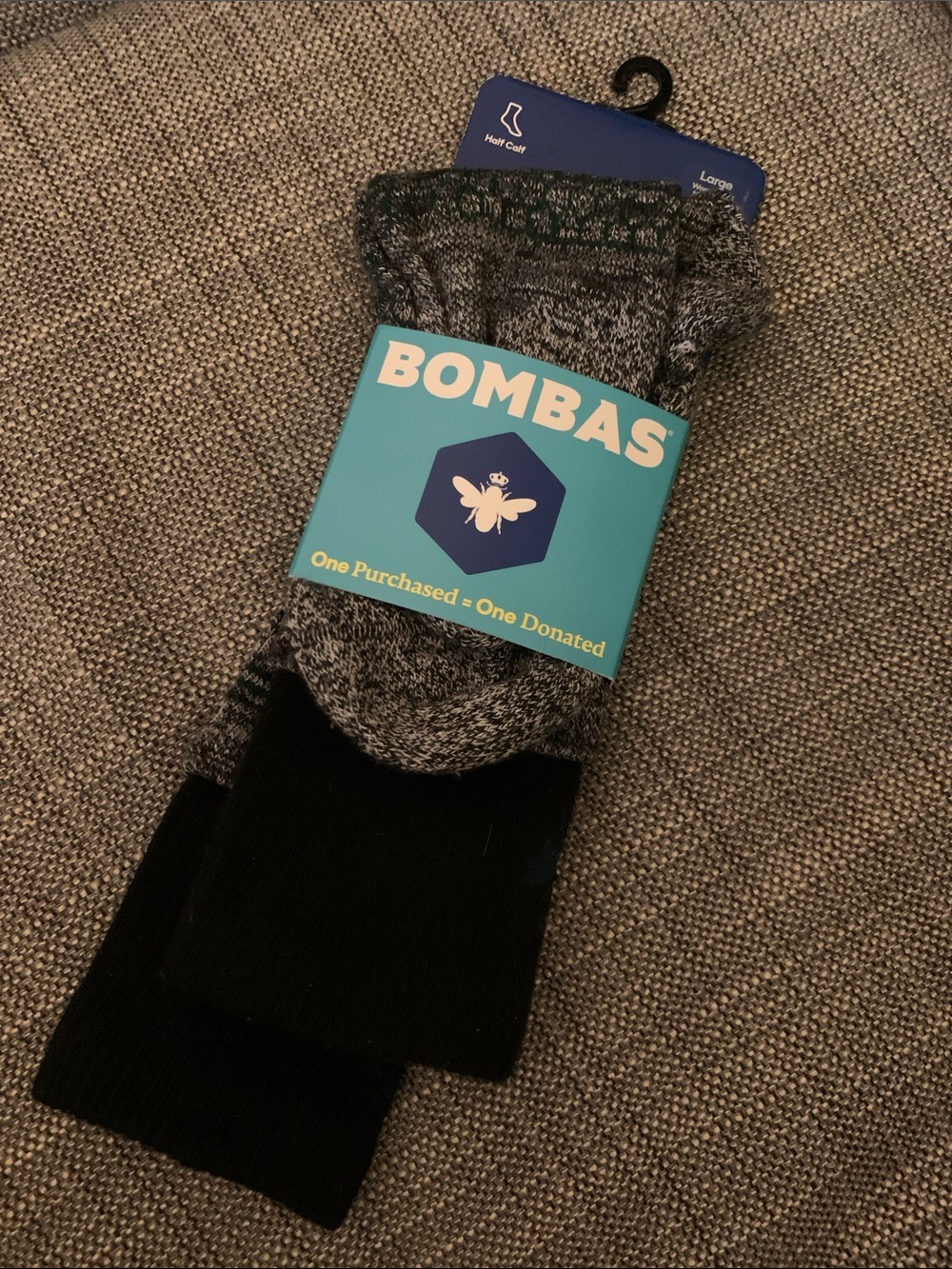 Bombas NWT Men’s Sz L Gray Marl Half Crew Socks
